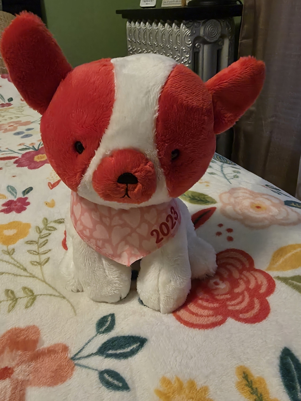 Hallmark Red and White Valentine's Dog Plush with 2023 Bandana